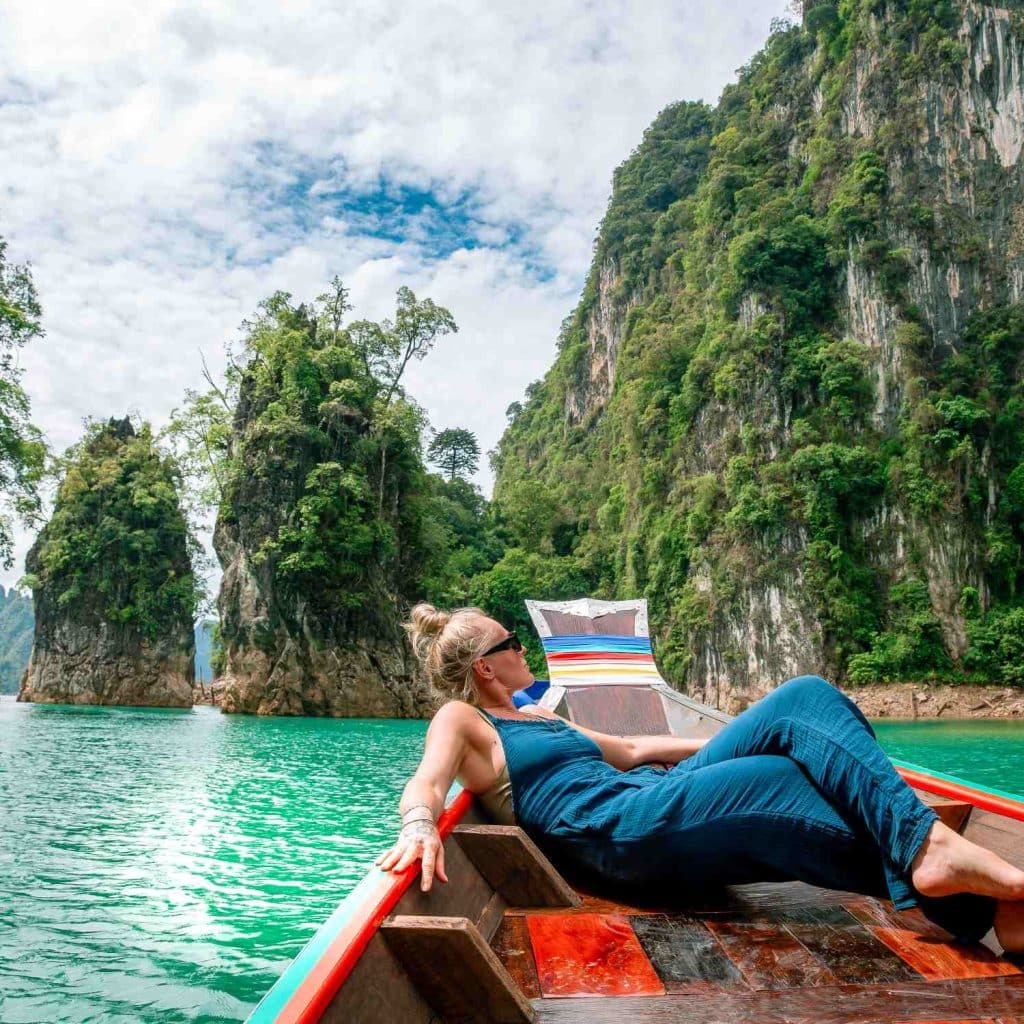 Khao Sok day trip from Khao Lak — longtail boat on Cheow Lan Lake