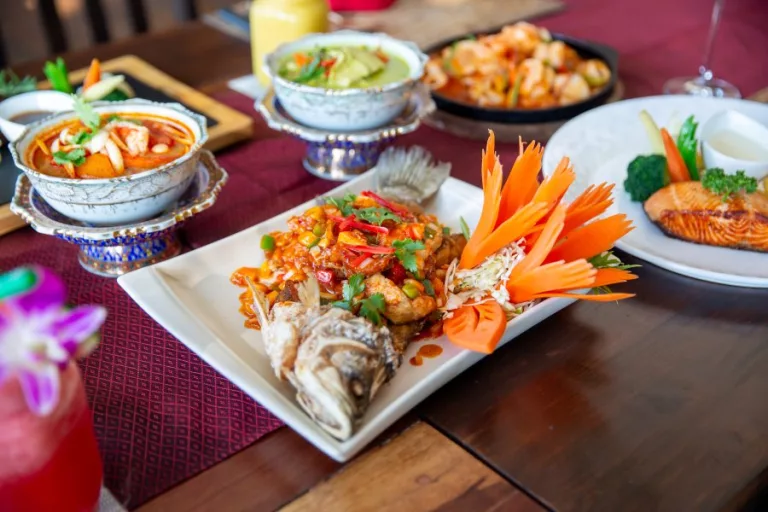 Chang Thong Restaurant - Deep Fired Sea Bass Topping With Chilli And Tamarine Sauce
